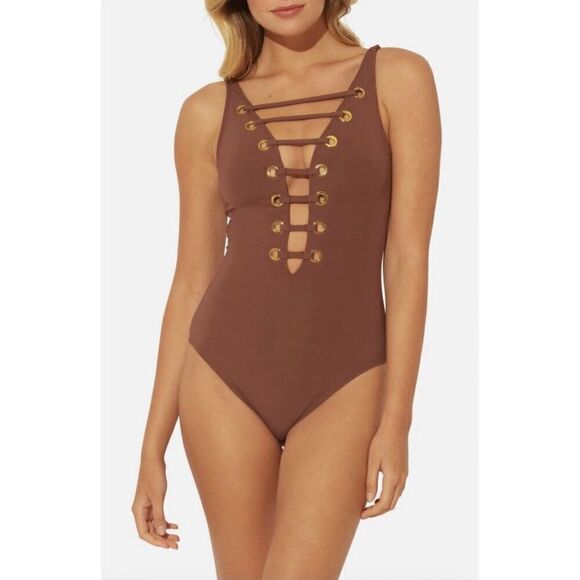 Bleu by Rod Beattie The Limited Edition Hole In One Swimsuit 4 Brown - Picture 3 of 10